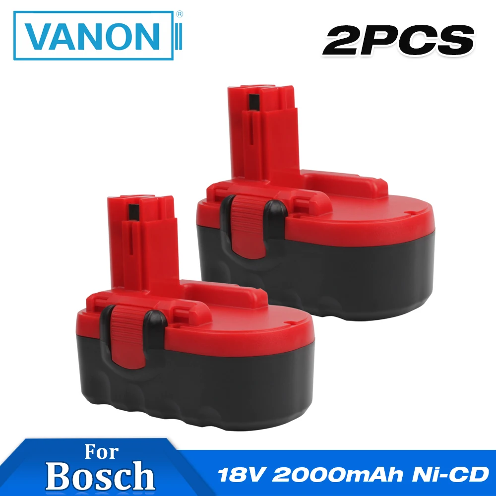 VANON 2 шт. для Bosch 18 в 2000 мАч BAT025 аккумуляторная батарея Ni CD Power Tools Bateria Drill GSB VE PSR