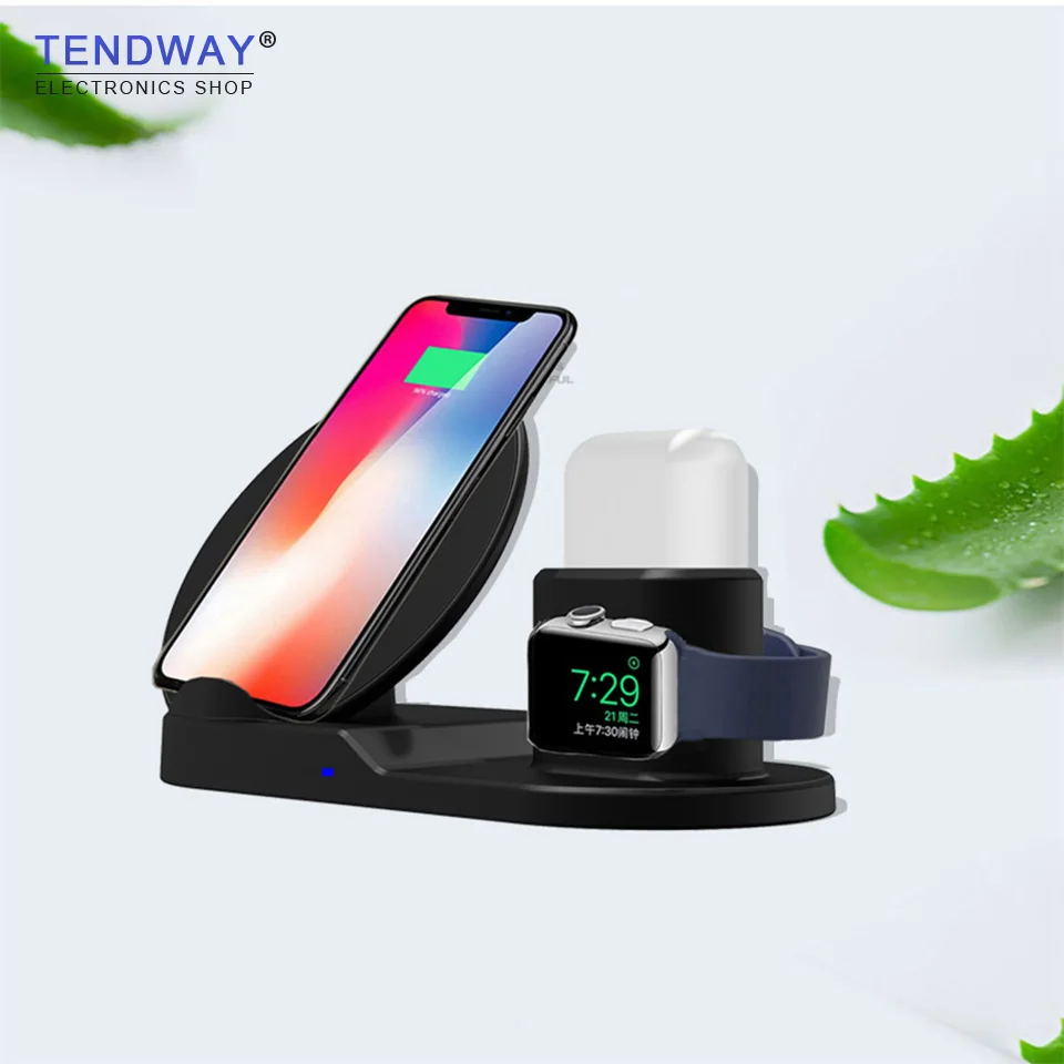 Tendway 3 в 1 Беспроводной Зарядная Станция подставка для iphone X 8 PIus быстро зарядное