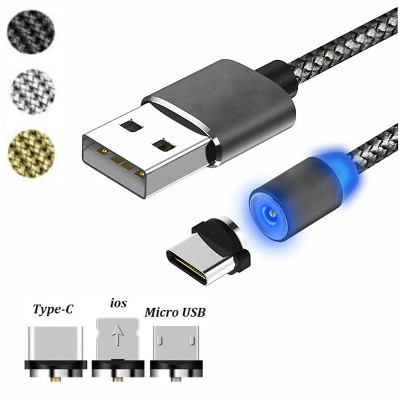 Светодиодный магнитный кабель для iphone 7 8 X Micro USB Type C iPhone Samsung Huawei xiaomi redmi note