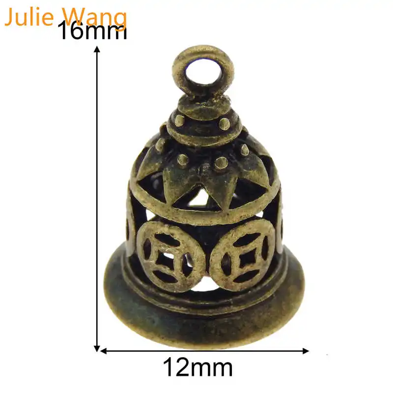Julie Wang 4 12 шт. медные колокольчики античные бронзовые золотые без звука Ожерелье