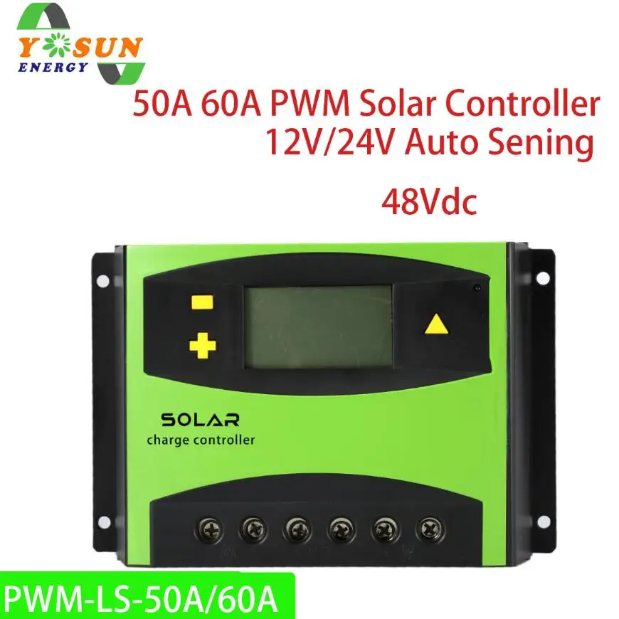 50A 60A PWM регулятором солнечного заряда контроллер 12V 24V Авто 48V Батарея Панели солнечные контроллер Системы регуляторы ЖК-дисплей Дисплей