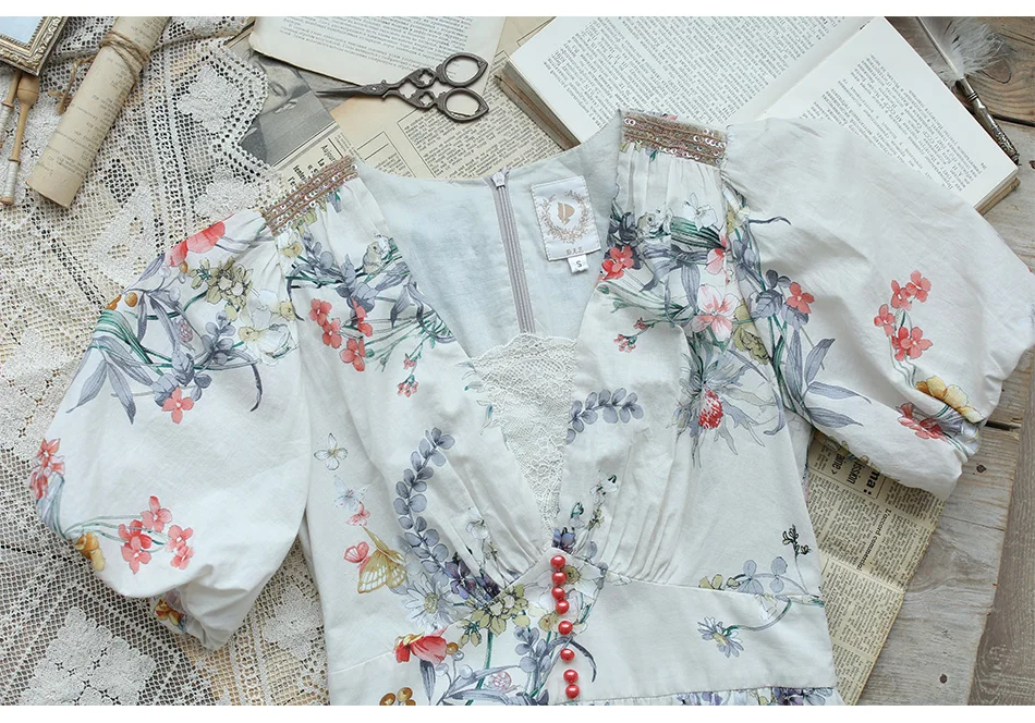 Летнее платье, женское элегантное тонкое винтажное хлопковое длинное платье с цветочным рисунком, милое деревенское повседневное Свободное длинное платье для девушек Mori, новинка