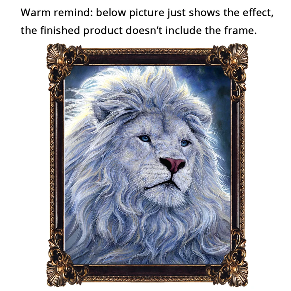 JKdia 5D DIY Diamond Embroidery Full Square White Lion Painting Cross Stitch Mosaic Picture Rhinestone Home Decor | Дом и сад