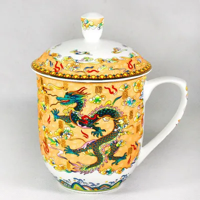 Чайная чашка Dragon and Phoenix фарфоровая из костяного фарфора 850 мл чайник большой