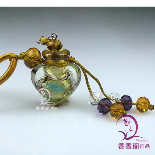 

2PCS Murano Glass Perfume Necklaces, Aroma vials, Lampwork Glass Perfume Pendants, Perfume necklace vial