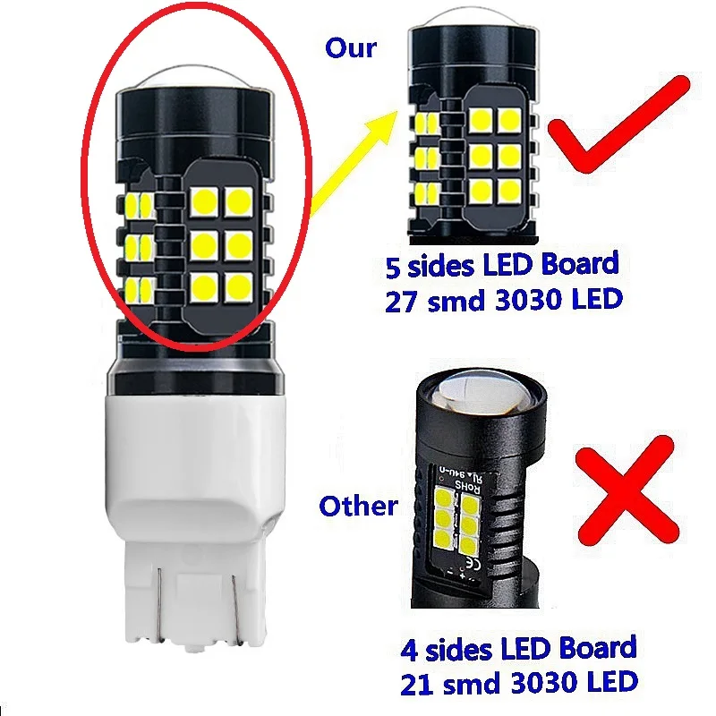2Pcs T20 7443 W21/5W 1500LM 27 SMD 3030 LED Auto Turn Signal Lamp Tail Brake Bulb Car Daytime Running Light White Red Yellow | Автомобили