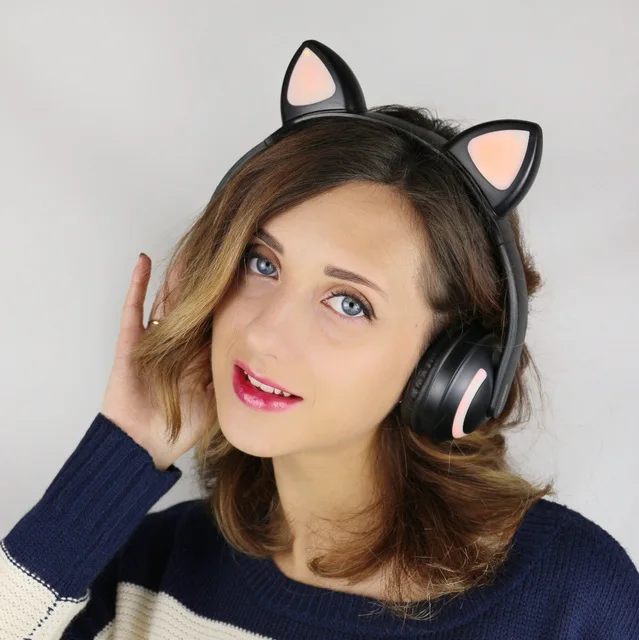 JINSERTA Cat/Rabbit/Deer/Devil наушники 7 цветов светодиодный светящиеся беспроводные Bluetooth наушники для косплея для игр
