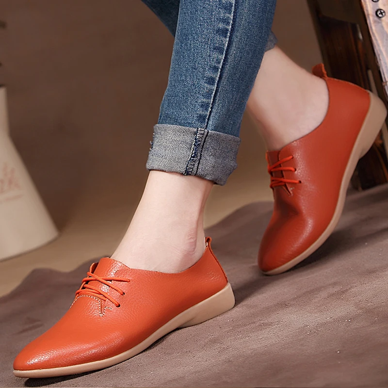 Женские Повседневные балетки из мягкой натуральной кожи женские лоферы без