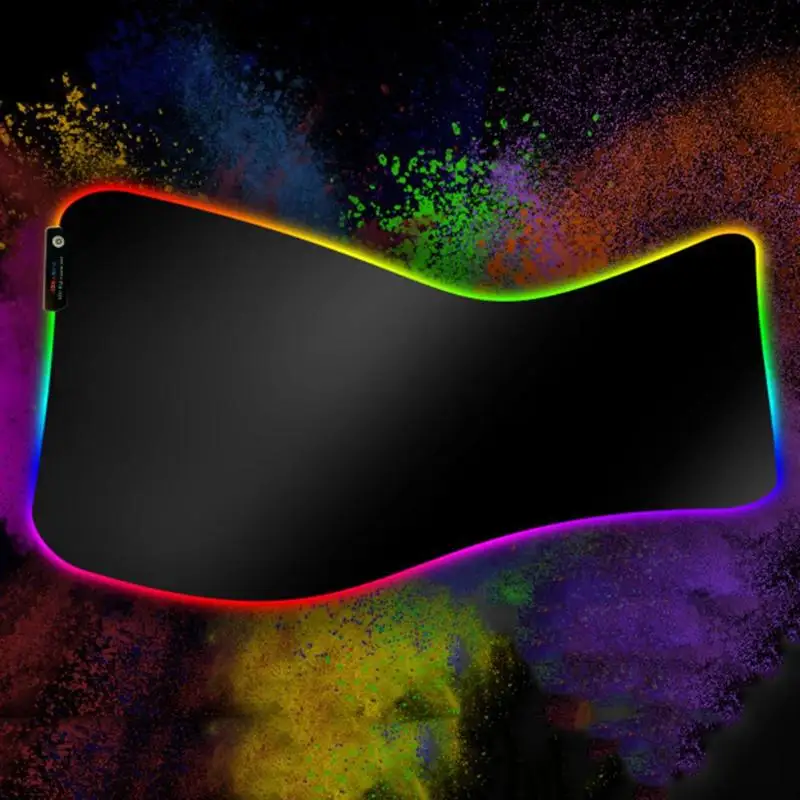 VODOOL Thick USB RGB Glowing Oversized Game Mouse Pad Colorful Luminous Thicken Keyboard Mat for PC Laptop Desktop