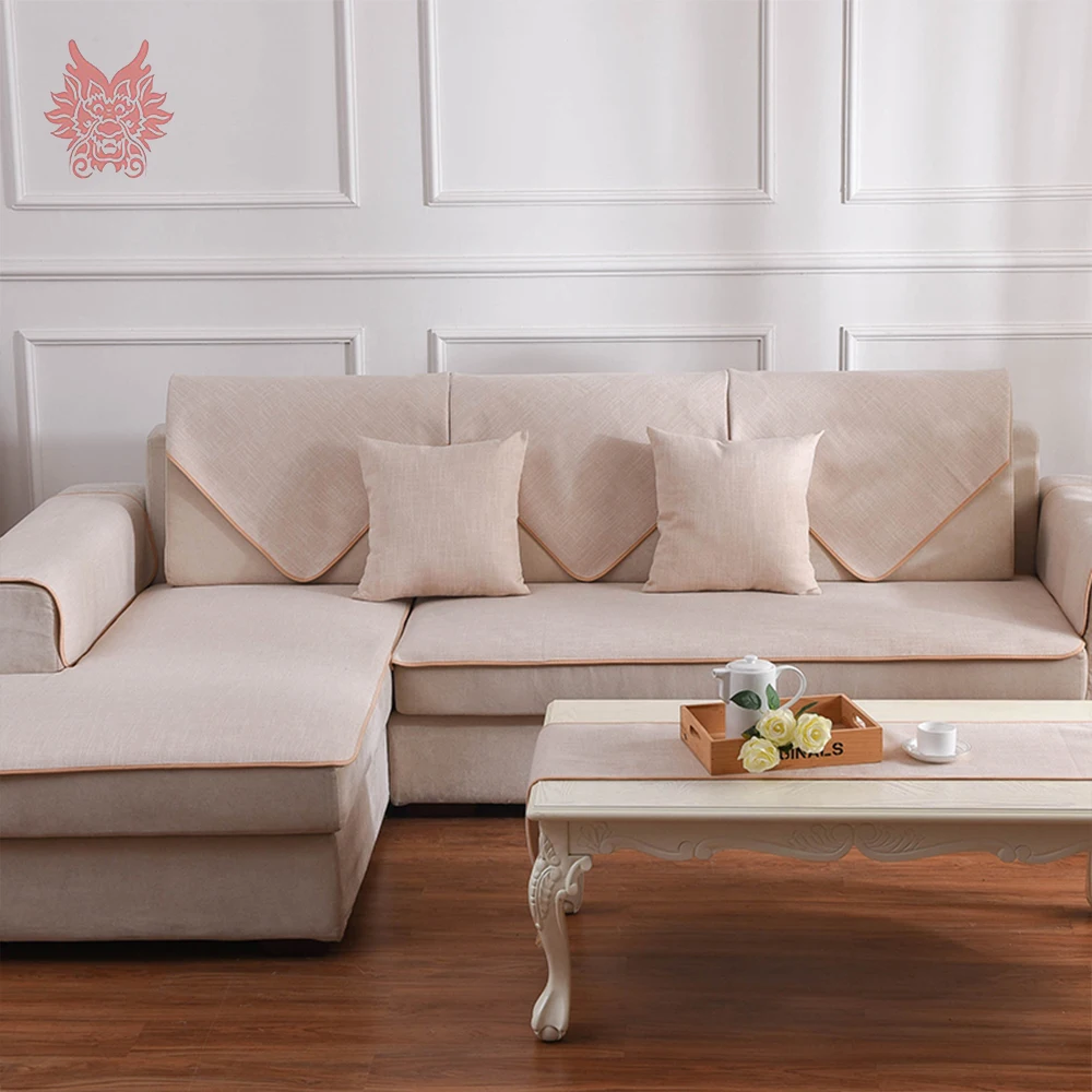 Европейский стиль бежевый льняной чехол для дивана cama гостиной fundas de sofa