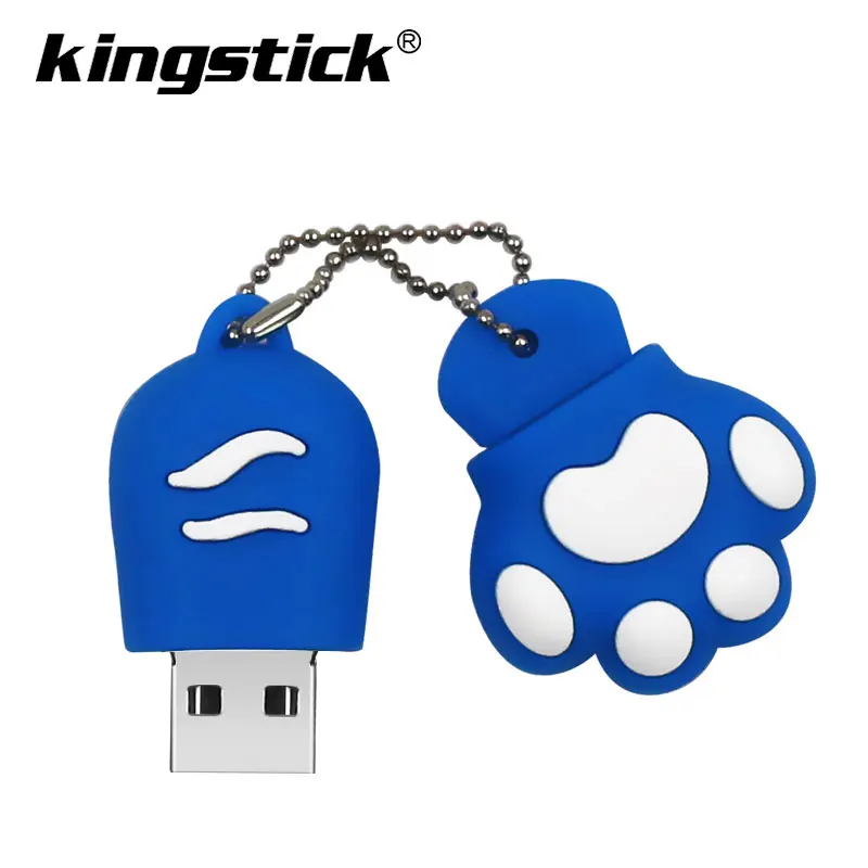 blue Cute Cat Claw USB Flash Drive 7 colors Pen driv Stick 4GB 8GB 16GB 32GB 64GB Memory Sticks best gift Pen Drive Flash U disk - Color: blue