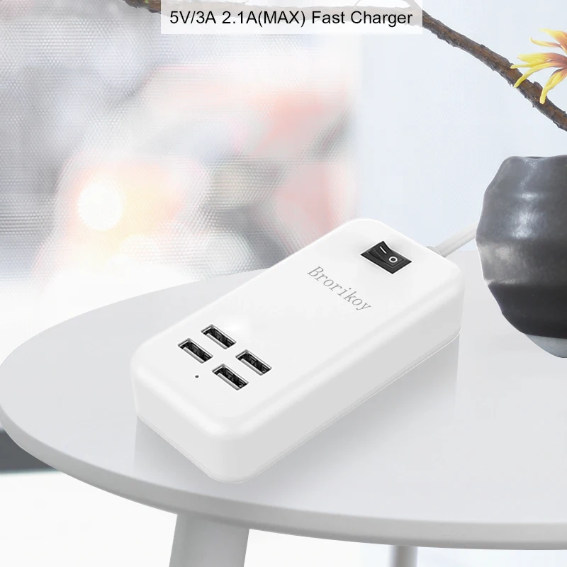 Сетевое зарядное устройство с 4 портами USB штепсельная вилка стандарта ЕС 15 Вт 3 А