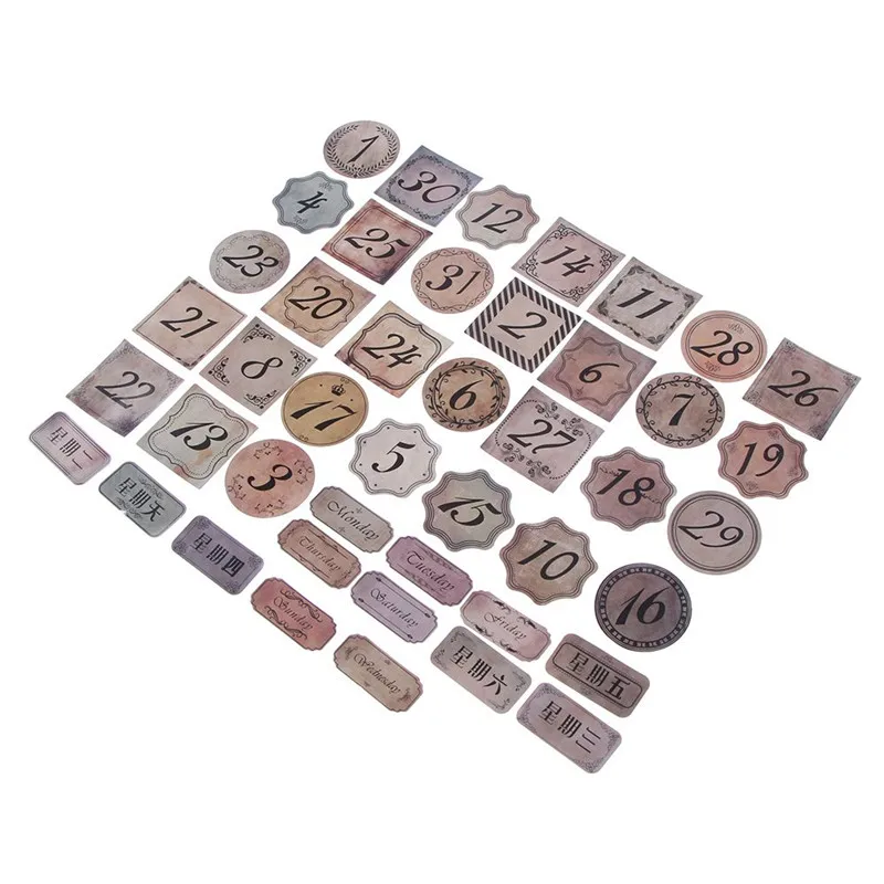 45 наклеек в стиле ретро с календарем бумажные наклейки сделай сам для