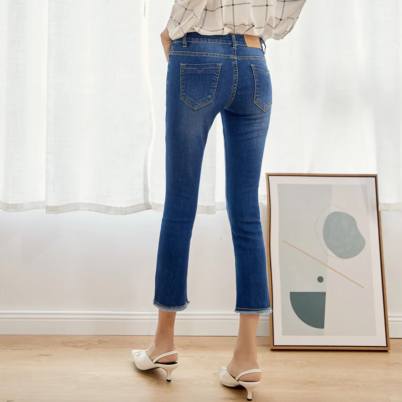 Женские джинсы LEIJIJEANS повседневные облегающие средней длины синего цвета с