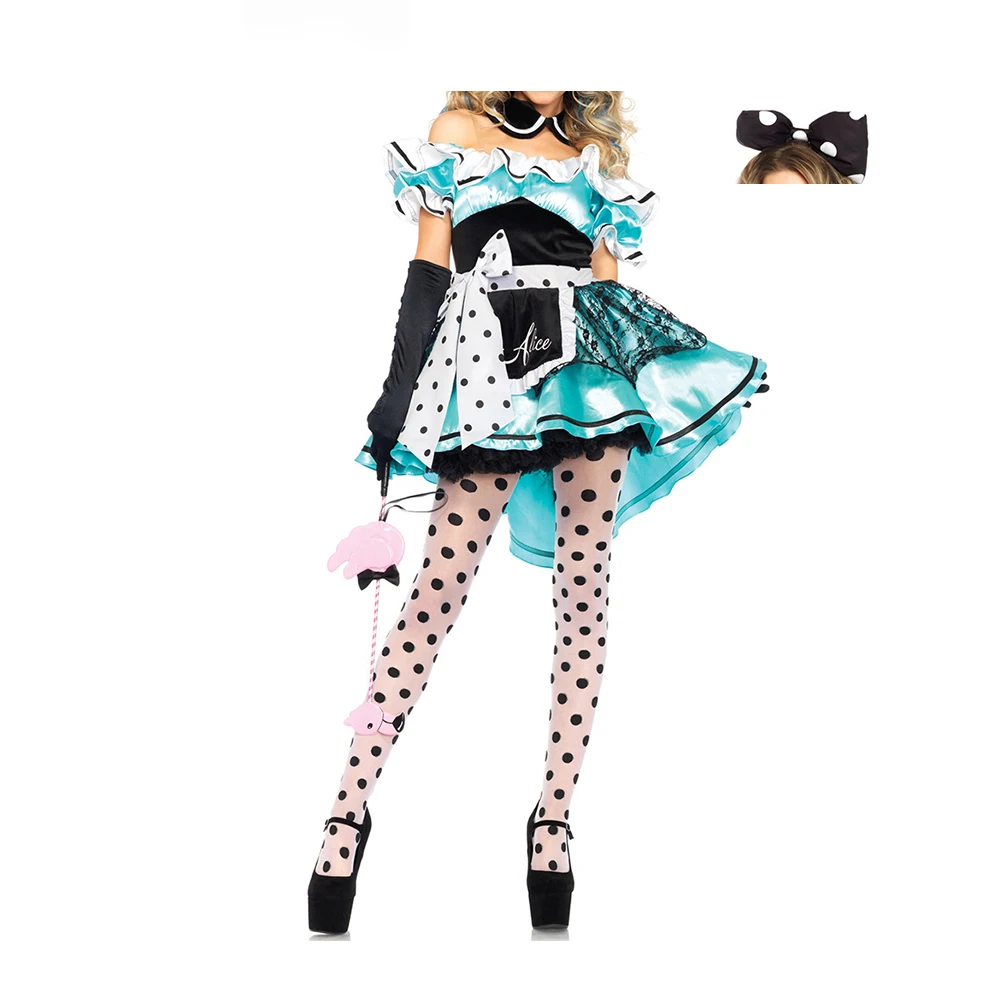 

VASHEJIANG Movie Alice in Wonderland Maid Costume Adults Fantasia Classic Alice Costume Halloween Carnival Role Play Costumes