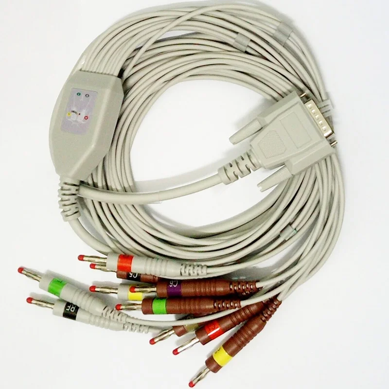 Совместим с DB15M nikohden Cardiofax Q ECG-9110K ЭКГ/ЭКГ 10 lead 4 0 мм кабель со штекером типа банан IEC