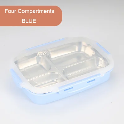 Blue 4 Compartments GLANYOMI 304 Ланч-бокс из нержавеющей стали с отделениями, бэнто-бокс для детей, школьников, пикников, контейнер для еды - Цвет: Blue 4 Compartments