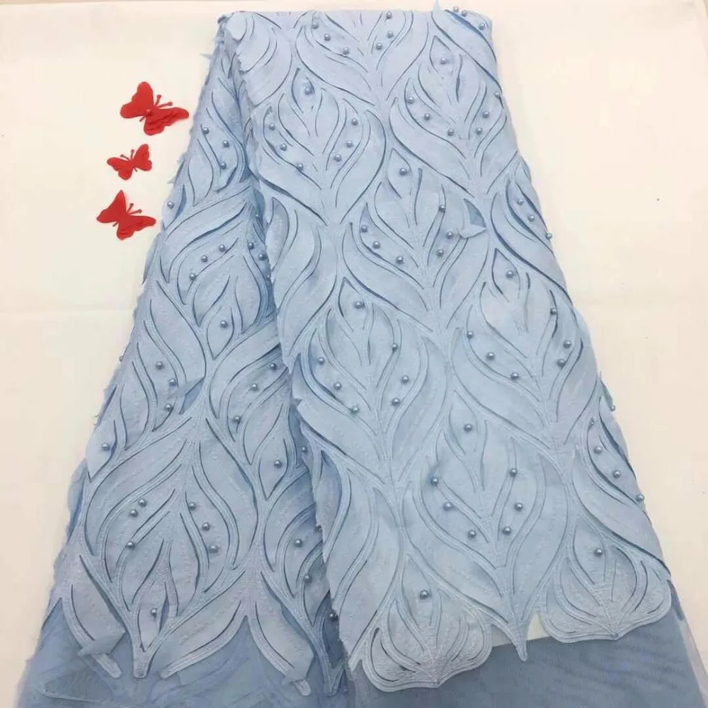 2018 New Design Nigeria Wedding African Tulle Lace Fabric With Beads High Class French Net 5 Yards(FJ-10-18 | Дом и сад