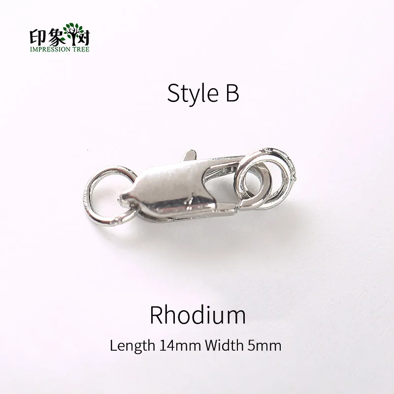Style B Rhodium 10 pcs/Pack14X5 12X4mm металлические застежки Омаров коготь крючки с кольцами Наборы Серебряный, Золотой, родиевый пластины DIY Изготовление, поиск ювелирных изделий 11000 - Цвет: Style B Rhodium