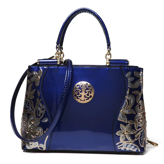 Роскошные женские сумки, дизайнерские сумки с блестками и вышивкой, сумка через плечо для женщин - Цвет: Синий