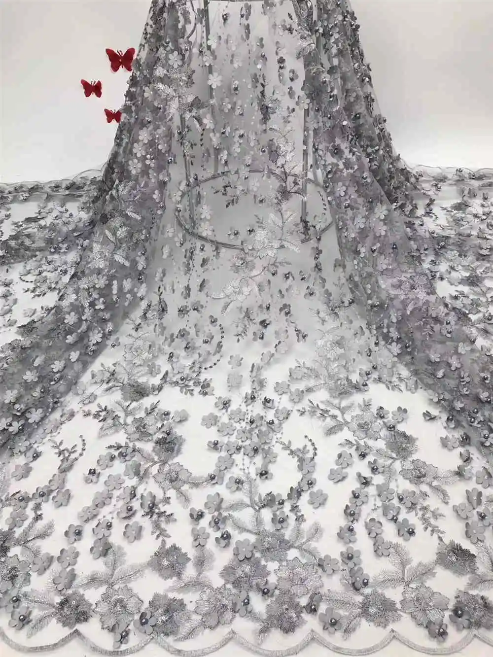 Latest Colorful African Appliqued Tulle Lace Fabric 2019 Wholesale French Net With Beaded For Nigeria Wedding Dress NX814z | Дом и сад