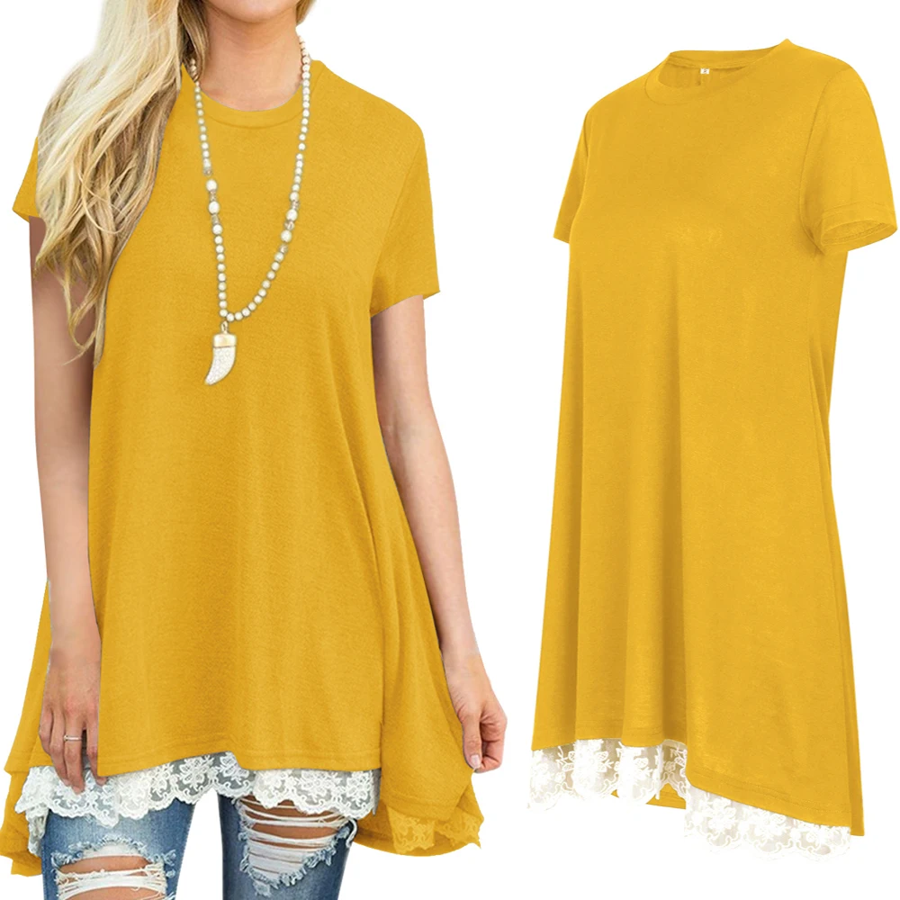 Femail T Shirt Tops For Women O Neck Lace Swallow Tail Swing Casual Loose Batwing Long Jumper Jersey Costumes Oversize Plus Size | Женская