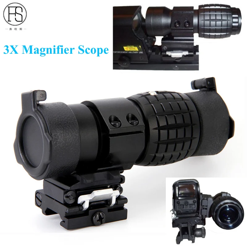 Hunting Shooting Accessories 3x Magnifier Scope Tactical Optics Military Airsoft Gun Magnifying Matt Black 20mm Rail | Спорт и