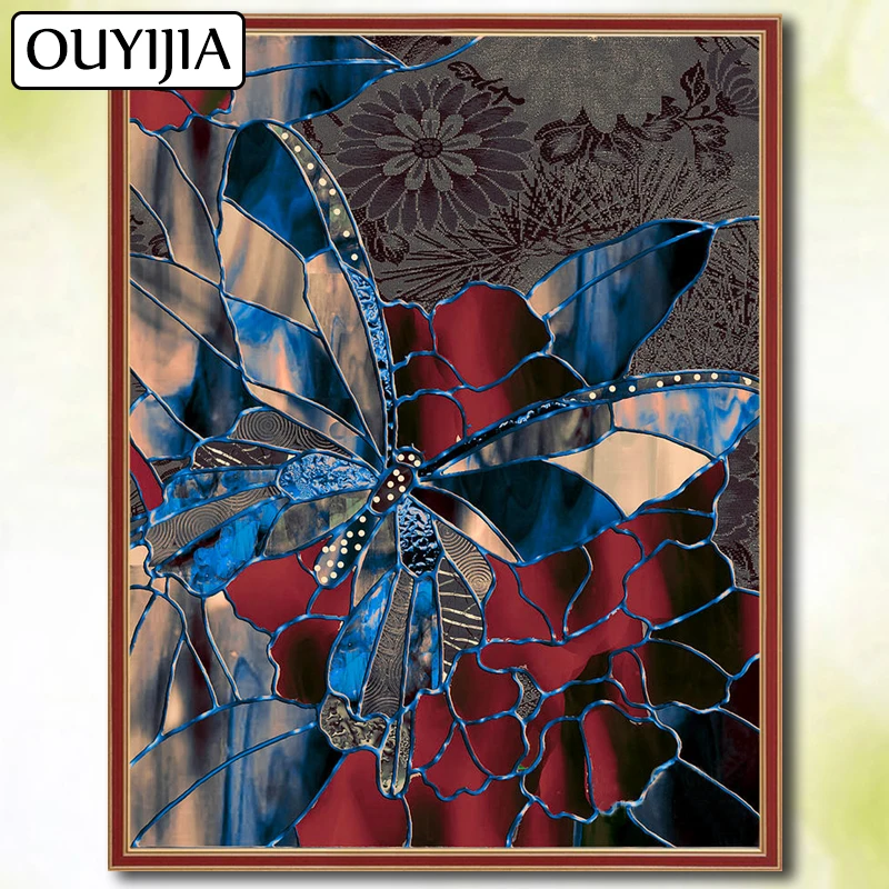 Бабочка OUYIJIA птица Цветы Животные 5D DIY алмазная живопись камни в форме ромба