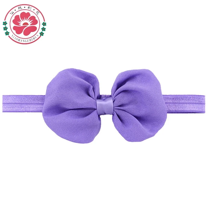 12 шт./лот милая детская повязка на голову шифоновая с бантом однотонные