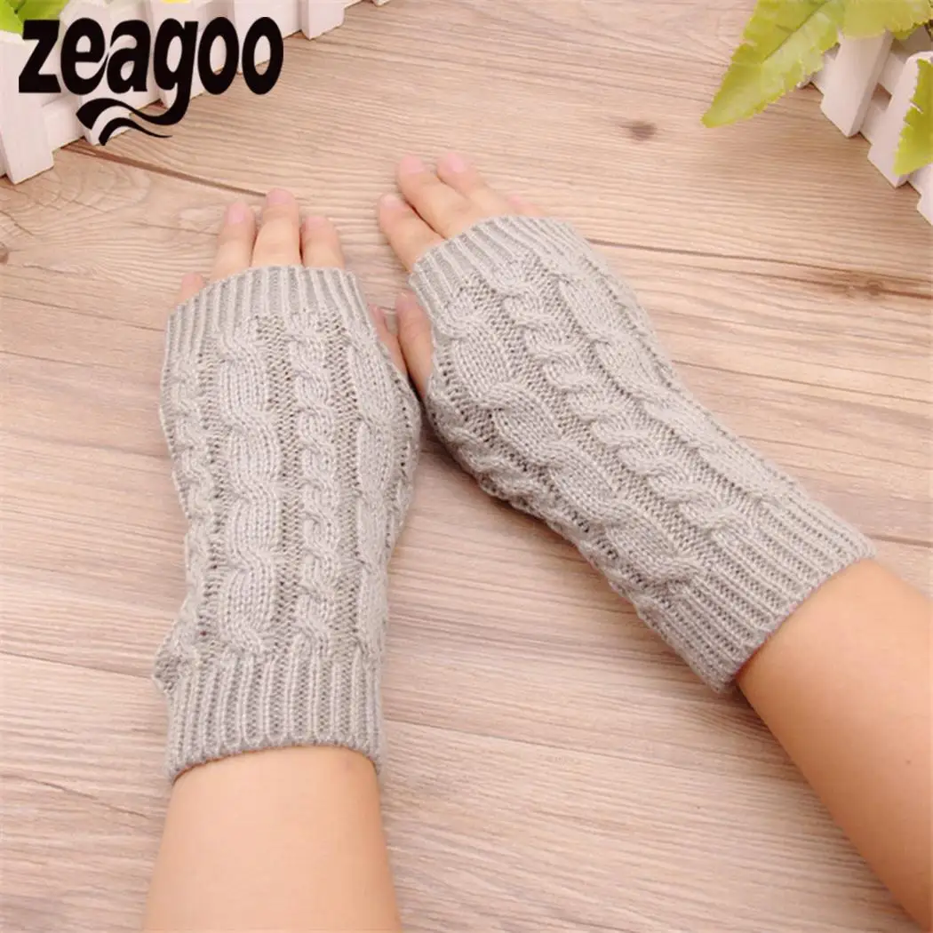 1 пара однотонные Короткие половина пальца без пальцев шерстяные вязаные