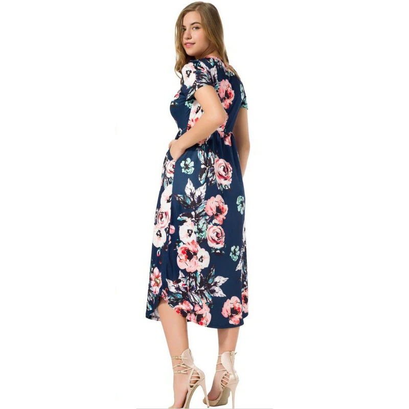 Летние цветочные прерия шик платье повседневное Femme цветок Boho печати Dreeses летняя футболка с карманом миди платье халат сарафаны GV879-B