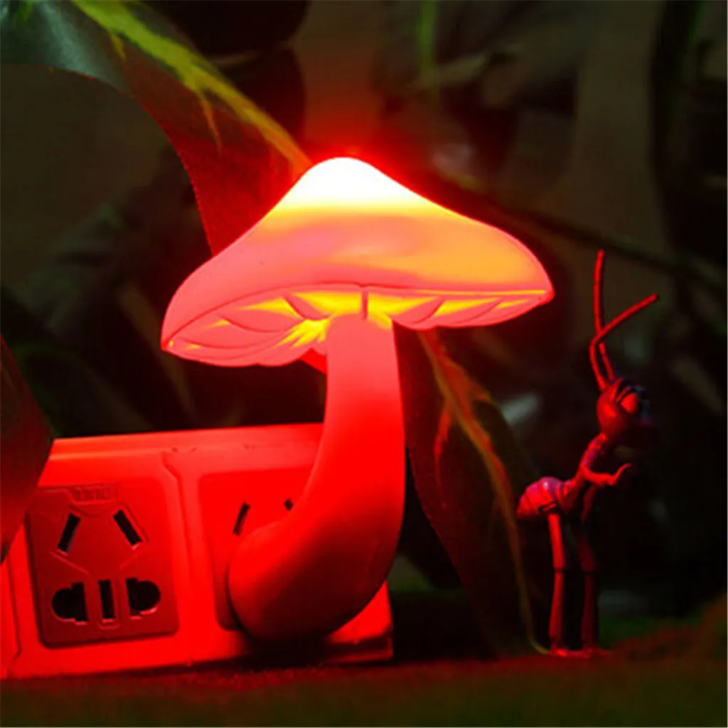 Red Colorful Energy Saving Mushroom LED Night Light Sensor Control Lamp Bedside Wall#20 71 - Испускаемый цвет: Red