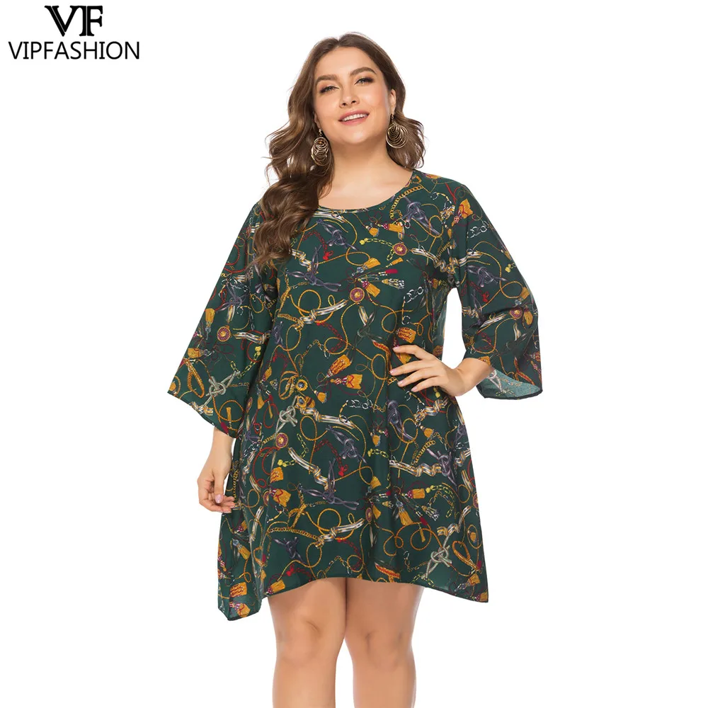 VIP Мода 2019 в западном стиле милое женское платье с круглым вырезом и принтом