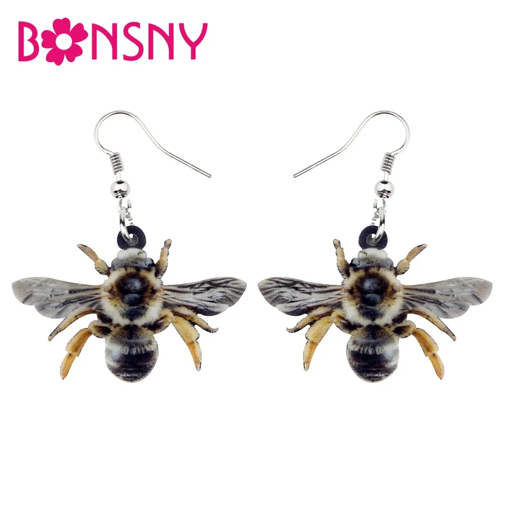 Bonsny акриловые новые серьги в виде пчелы большие длинные висячие капли модные