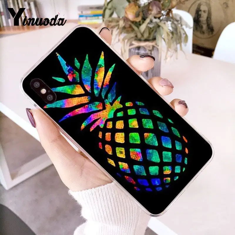 Цветной розовый Золотой ананас мягкий чехол для телефона iPhone X XS MAX 6 6S 7 7plus 8 8Plus 5 5S