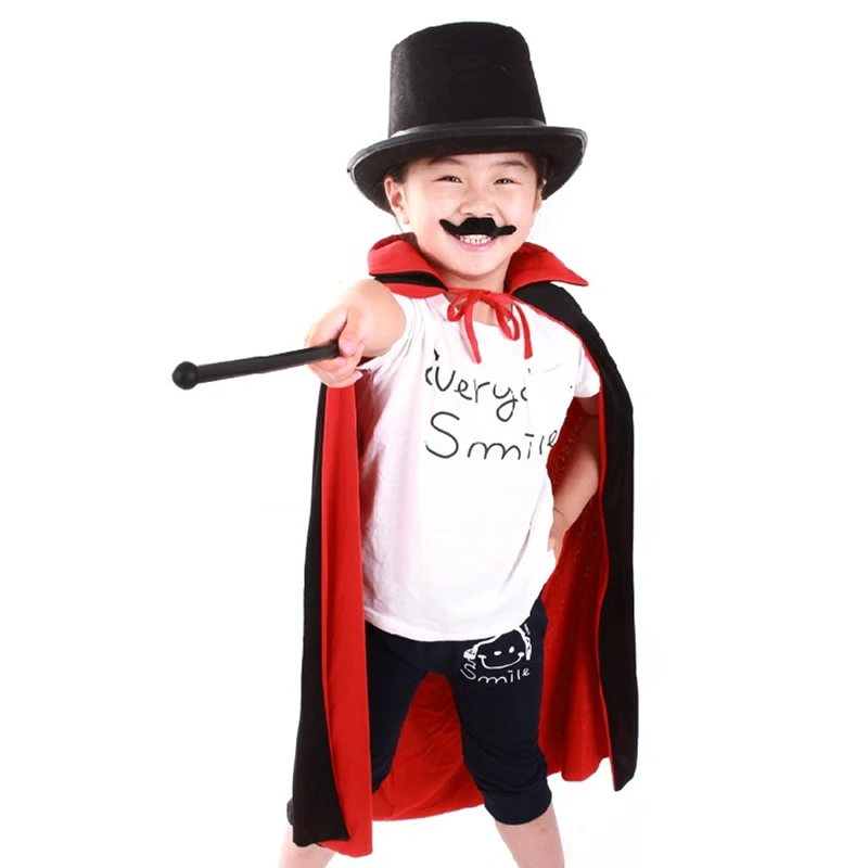 Красный и черный плащ с капюшоном для мальчиков девочек накидка волшебника