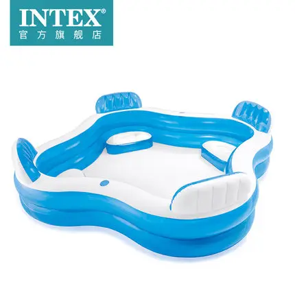 Intex надувной бассейн детский домашний бассейн прозрачный утолщенный Детский семейный бассейн для купания со спинкой