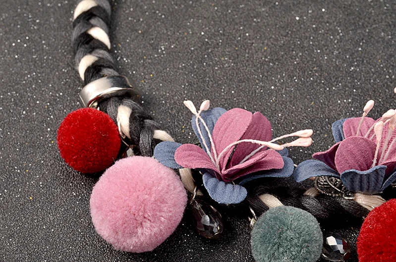 UDDEIN, винтажное Массивное колье, ожерелье и подвеска, черный, белый, хлопок, цепочка, ручная работа, цветок, ювелирное изделие, Макси ожерелье для женщин, ожерелье