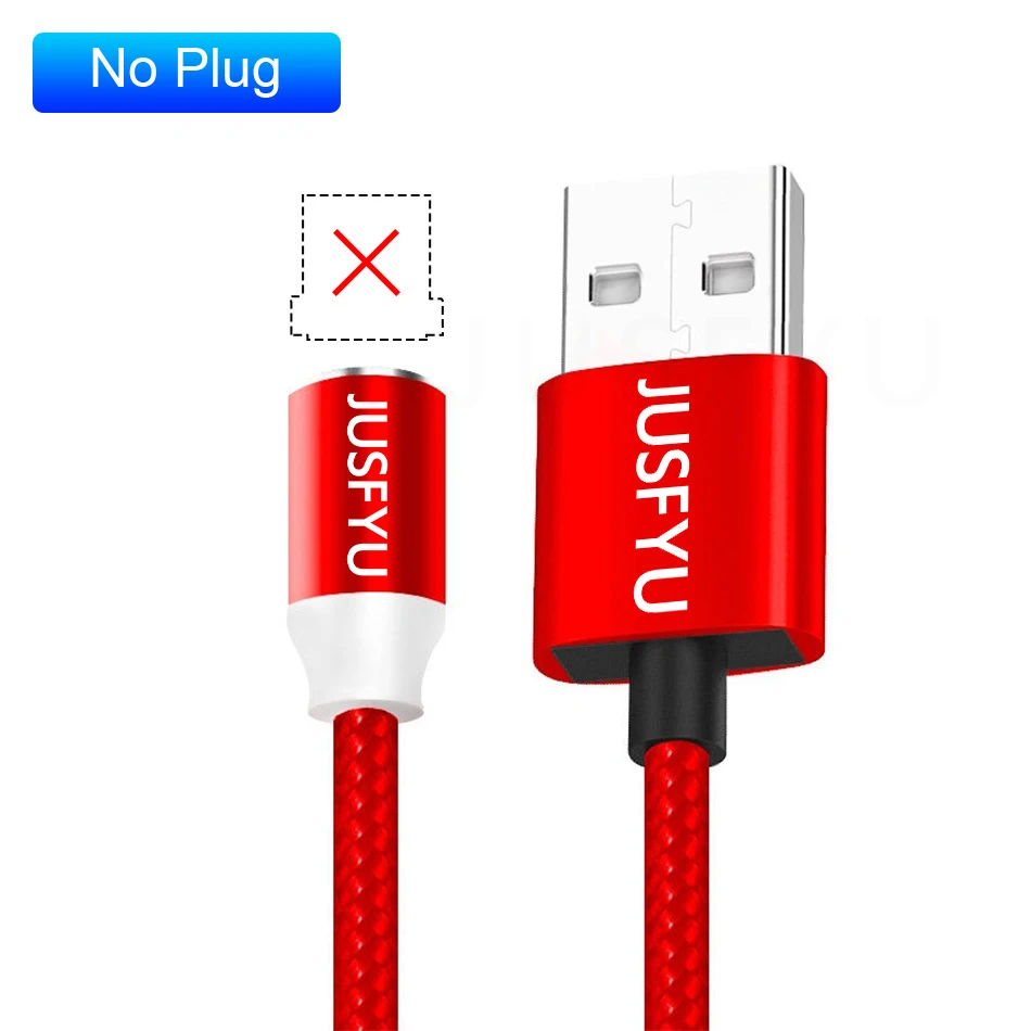 USB Cable Red Jusfyu Магнитный кабель 1 м светодиодный Тип C Магнит Micro USB Зарядное устройство кабель для samsung S10 iPhone X XS Max XR 7 8 6 мобильный телефон кабель с разъемом usb-c - Цвет: USB Cable Red
