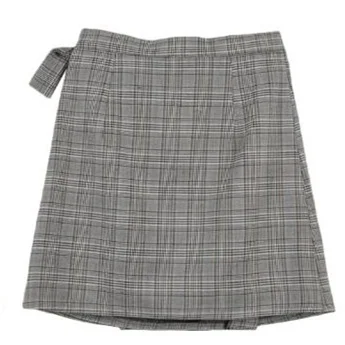 

Autumn Winter Skirt Women 2020 England Style Vintage Plaid Bow Slim High Waist A Line Mini Skirt Gray Khaki saia feminina 3129
