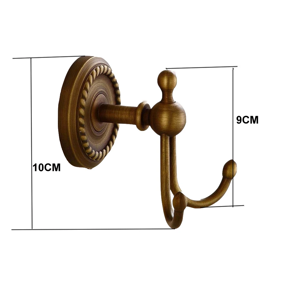 Free Shipping Bathroom Accessories Robe Hook Double Hooks Hanger Retro Brushed Brass | Обустройство дома