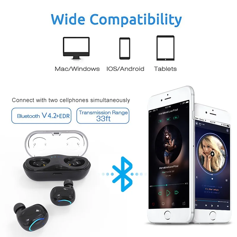 VTIN TWS беспроводные Bluetooth наушники близнецы с шумоподавлением вкладыши зарядным