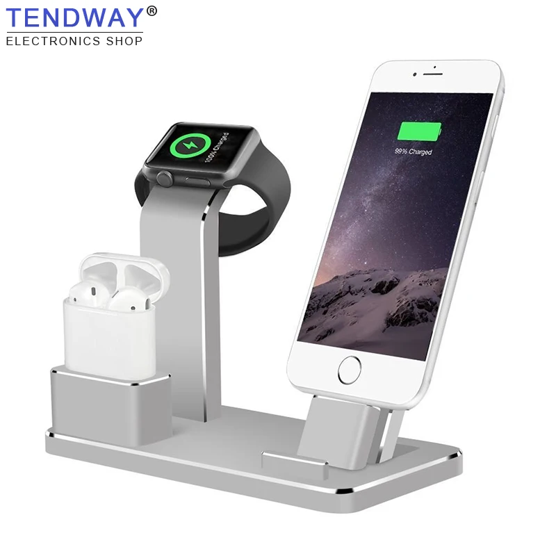 Tendway Подставка для зарядки док станции держатель AirPods iPhone iPad серии 3 в 1