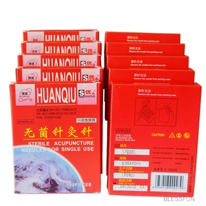 10 коробок HUANQIU одноразовые иглы для иглоукалывания TCM, филиформированные иглы для хирургии, стальные плоские Пружинные ручки всего 1000 шт.