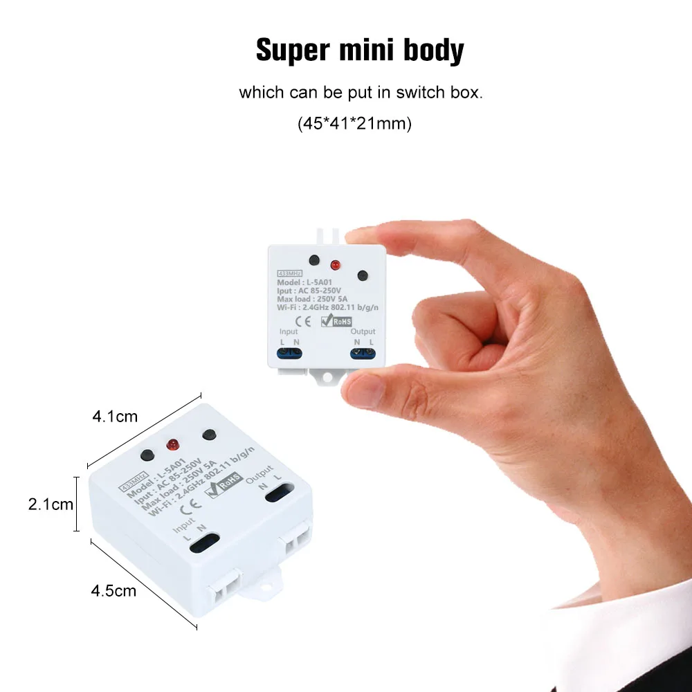 EWeLink Wi-Fi Smart Switch RF 433 МГц 5A/1100 Вт беспроводной переключатель с функцией синхронизации пульт дистанционного управления для Android/IOS APP управления