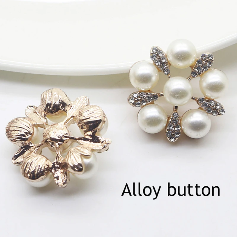 LkeRan 10 шт. золотые пуговицы 25 мм в форме цветка жемчужные пуговицы свадебное украшение «сделай сам» из сплава Кристальные аксессуары для бантов