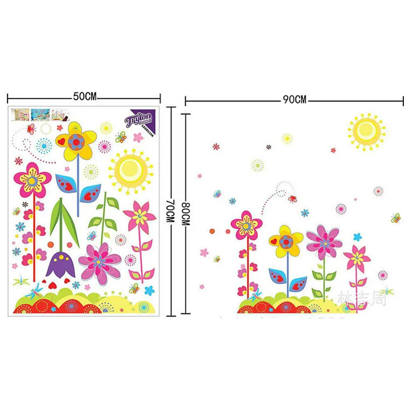 Cartoon flower and Sunflowers Wall Sticker Mural for Child kids Home Decor Removable Decals Hot Sale 2015 | Дом и сад