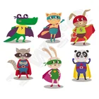 Стираемые наклейки для глажки животных, 6 шт.компл., с аппликацией в виде тигра, крокодила, патчи для детей в подарок