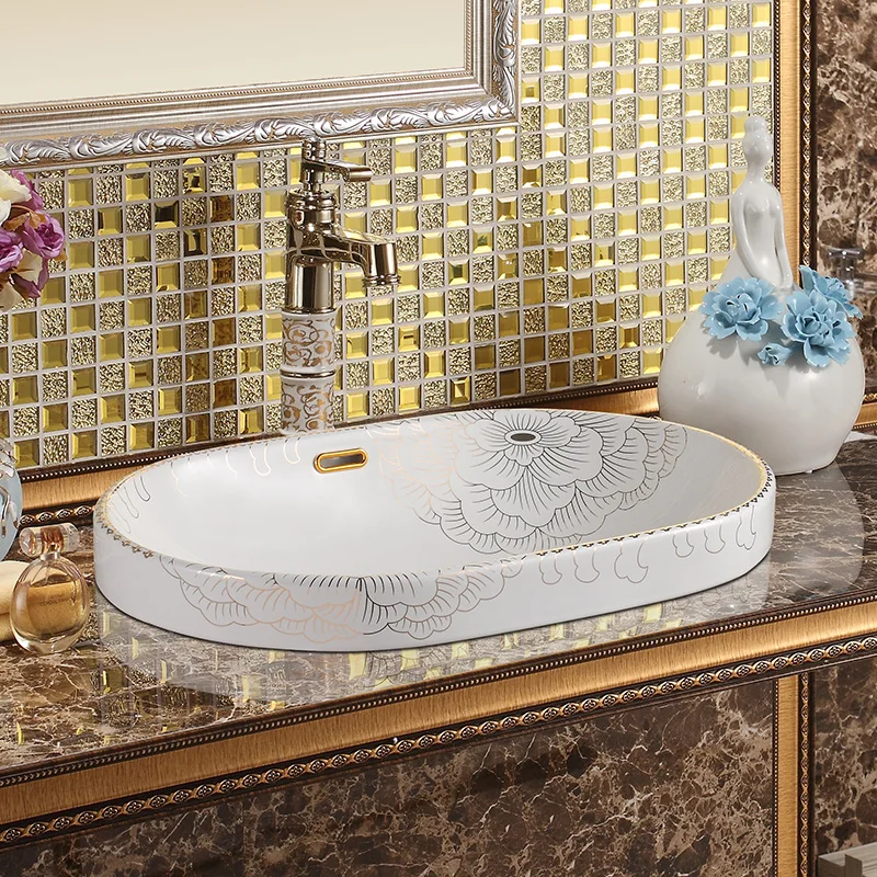Овальные раковины в европейском винтажном стиле керамические столешница чаши