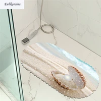 free shipping 35x70cm shells pearl beach non slip bathroom mat baby safety bath mat pad suction shower home decoration alfonbras